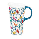 What She Shed Fantasical Birds Travel Cup Ceramic Perfect Cup, 17oz, Gift Box