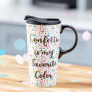This Calls For Cake Travel Cup Ceramic Perfect Cup, Confetti, 17oz, Gift Box