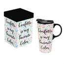 This Calls For Cake Travel Cup Ceramic Perfect Cup, Confetti, 17oz, Gift Box