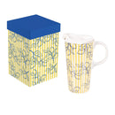 Seaside Retreat Travel Cup Ceramic Perfect Cup, Sketched Lemons, 17oz, Gift Box