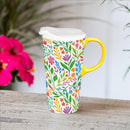 What She Shed Botanical Colors Travel Cup Ceramic Perfect Cup, 17oz, Gift Box