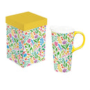 What She Shed Botanical Colors Travel Cup Ceramic Perfect Cup, 17oz, Gift Box