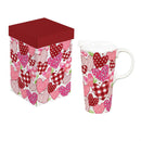 Heart Of The Home Travel Cup Ceramic Perfect Cup, Scattered Hearts, 17oz, Gift Box