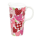 Heart Of The Home Travel Cup Ceramic Perfect Cup, Scattered Hearts, 17oz, Gift Box