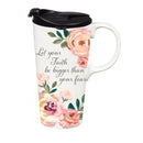 Simple Blessings Travel Cup Ceramic Perfect Cup, Let your faith be bigger, 17oz, Gift Box