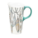 Petal & Plow Ceramic Perfect Cup, Western Feathers, 17oz, Gift Box