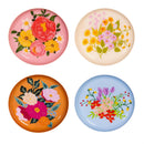 Trinket Dish, Metal Round Floral Print, Asst of 4,CDU