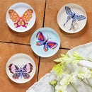 Trinket Dish, Metal Round Butterfly Print, Asst of 4