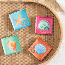 Tropical Oasis Trinket Dish, Scalloped Square, Asst of 4