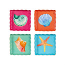 Tropical Oasis Trinket Dish, Scalloped Square, Asst of 4