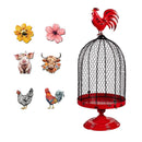 Hillside Pasture, Chicken-Wire Cage with Rooster Finial and 60 Magnets