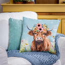Hillside Pasture Throw Pillow Square Farm Highland Cow, 16"