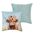 Hillside Pasture Throw Pillow Square Farm Highland Cow, 16"