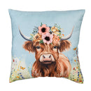Hillside Pasture Throw Pillow Square Farm Highland Cow, 16"