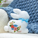Bunny Blooms Throw Pillow Shaped Floral Bunny, 8.25"H