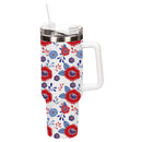 Red, White, & Bloom Tumbler Canyon Cup Double Wall Stainless Steel, Red Florals, 40oz, Gift Box