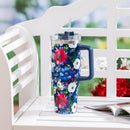 Red White & Bloom Tumbler Stainless Steel Canyon Cup with Straw, Floral Blooms, 40oz, Window Box