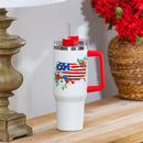 Red, White, & Bloom Tumbler Canyon Cup Double Wall Stainless Steel, Blooming USA, 40oz, Gift Box