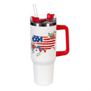 Red, White, & Bloom Tumbler Canyon Cup Double Wall Stainless Steel, Blooming USA, 40oz, Gift Box