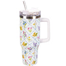 Hop Into Spring Tumbler Stainless Steel Canyon Cup, Floral with Lattice, 40oz, Window Box