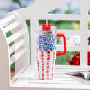 Red White & Bloom Tumbler Stainless Steel Trenta Cup, Floral Flag, 30oz, Gift Box
