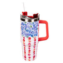 Red White & Bloom Tumbler Stainless Steel Trenta Cup, Floral Flag, 30oz, Gift Box