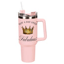 This Calls For Cake Tumbler Stainless Steel Canyon Cup, Not A Day Over Fabulous, 40oz, Window Box