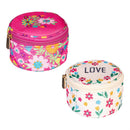 What She Shed Botanical Brights Travel Accessories, Embroidered Round Travel Case, Asst of 2