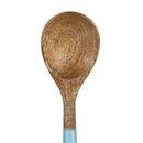 Blue Coastal Serving Utensil Wood with Scalloped Enamel Salad Servers, Set of 2, 11.25"