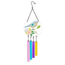 Cottage Garden Wind Chime, Glass, Floral Bird with Hanging Glass, 19", Asst of 3