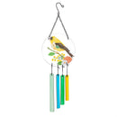 Cottage Garden Wind Chime, Glass, Floral Bird with Hanging Glass, 19", Asst of 3