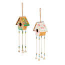 What She Shed Wind Chime, Wood, Hand-painted Birdhouse, 27", Asst of 2