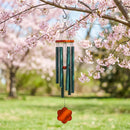 Avria Wind Chime, Tuned Windchime, Flower Shaped Wood Sail and Ring Top, 27"H, Green