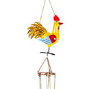 Hillside Pasture Wind Chime, Metal, Colorful Rooster Chime, 13"