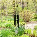 Avria Wind Chime, Tuned Wind Chime, Round Scalloped Shape Ring Top and Sail, 27"H, Black