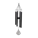 Avria Wind Chime, Tuned Wind Chime, Round Scalloped Shape Ring Top and Sail, 27"H, Black