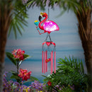 Tropical Oasis Wind Chime, Metal Flutter Flamingo, 38"