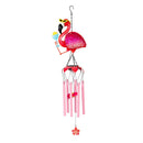 Tropical Oasis Wind Chime, Metal Flutter Flamingo, 38"