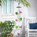 Palm Beach Wind Chime, Metal, Flamingo & Palm Leaf Icons, 34.5"