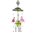 Palm Beach Wind Chime, Metal, Flamingo & Palm Leaf Icons, 34.5"
