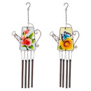 Cottage Garden Decorative Wind Chime, Glass, Watering Can Shape, Asst of 2