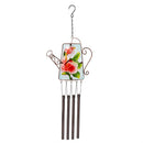 Cottage Garden Decorative Wind Chime, Glass, Watering Can Shape, Asst of 2