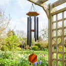 Avria Wind Chime, Tuned Windchime, Hexagonal Shaped Wood Sail and Ring Top,27"H, Black