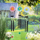 Cottage Garden Wind Chime, Metal & Glass Flower, 33", Asst of 3