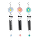 Cottage Garden Wind Chime, Metal & Glass Flower, 33", Asst of 3
