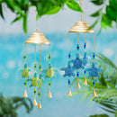 Blue Coastal Wind Chime, Beaded Turtle, 25", Asst of 2
