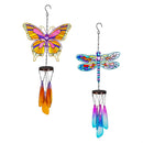 Cottage Garden Wind Chime, Glass, Butterfly/Dragonfly, Asst of 2