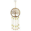Petal & Plow Wind Chime, Metal, Tree of Life with Decorative Beads, 22"