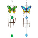 Cottage Garden Wind Chime, Glass and Metal, Butterfly Asst of 2