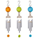 Cottage Garden Wind Chime, Glass & Metal, Glass Textured Ball Wind Chime with Dangle, 26", Asst of 3